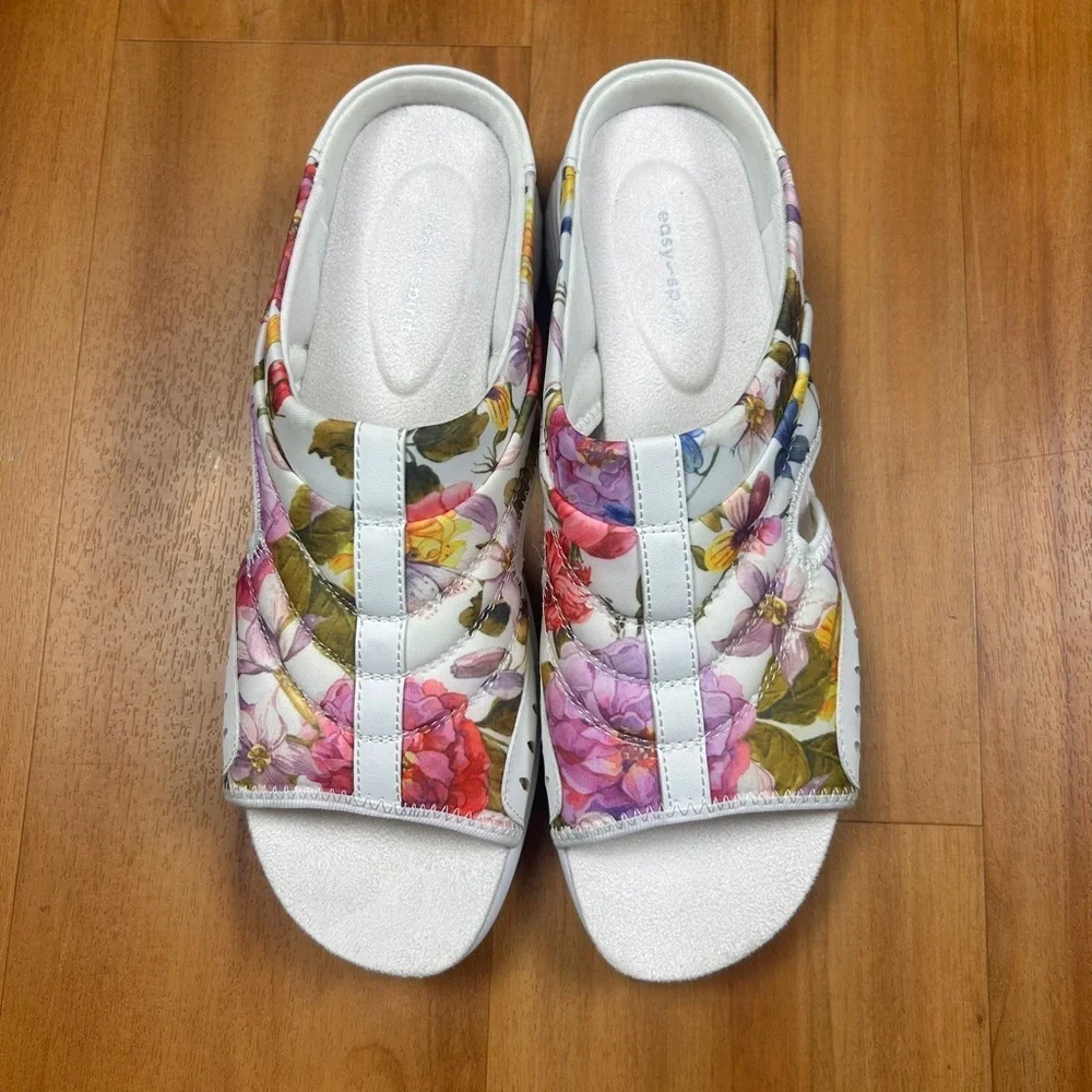 Easy Spirit Gettracker2 Floral Slide Sandals‎ Women’s Size 9 1/2N Comfort Shoes